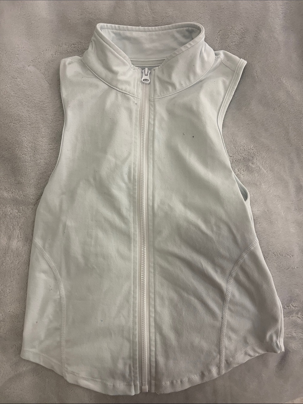 Sleeveless White Zip Front Vest